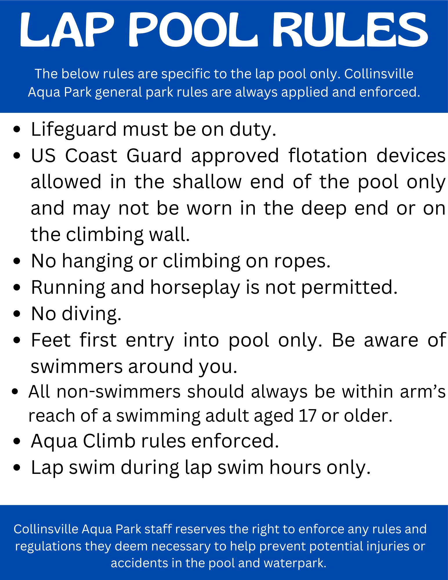 Lap Pool Rules