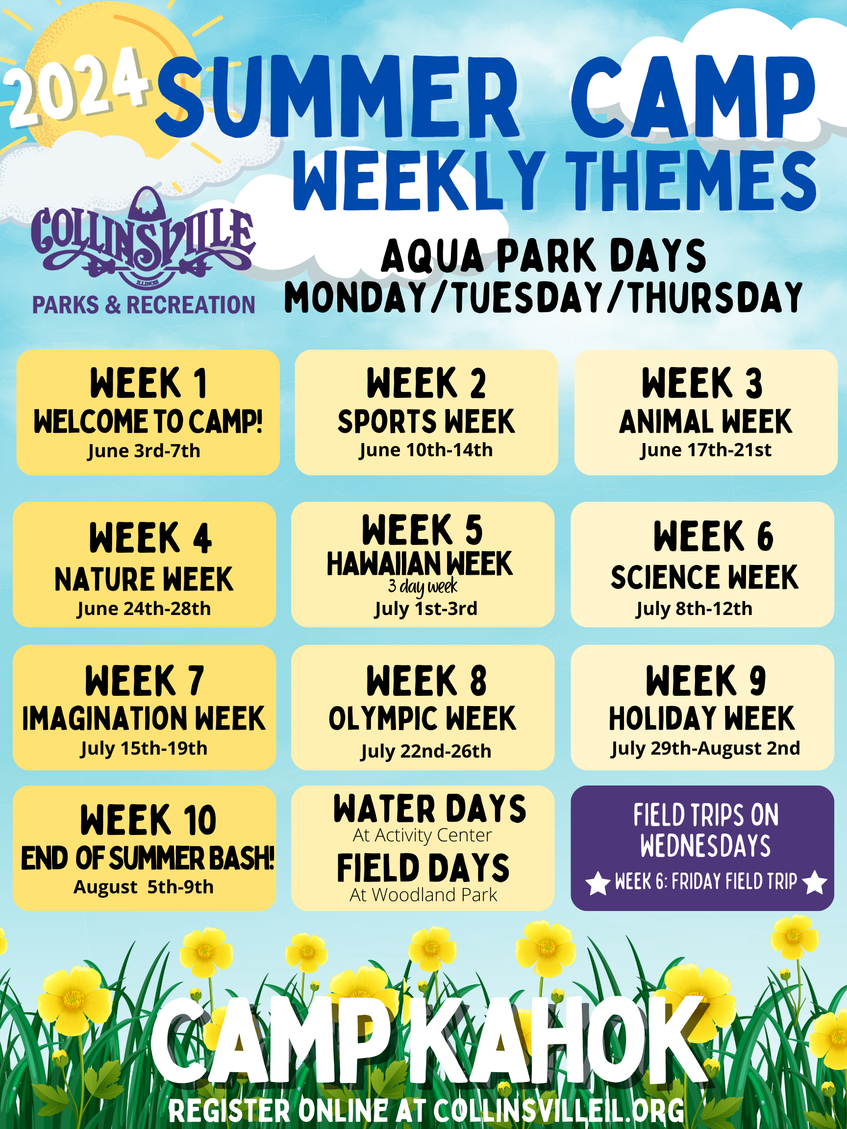 2024 Summer Camp Weekly Themes