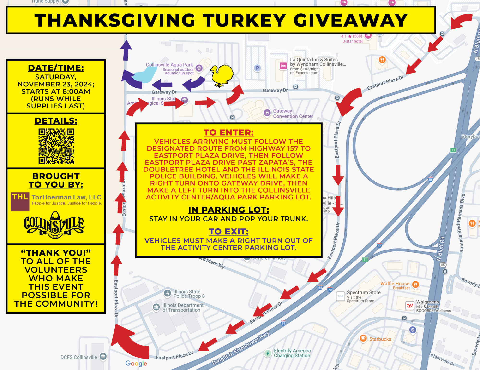 Turkey Giveaway November 2024 Route Map